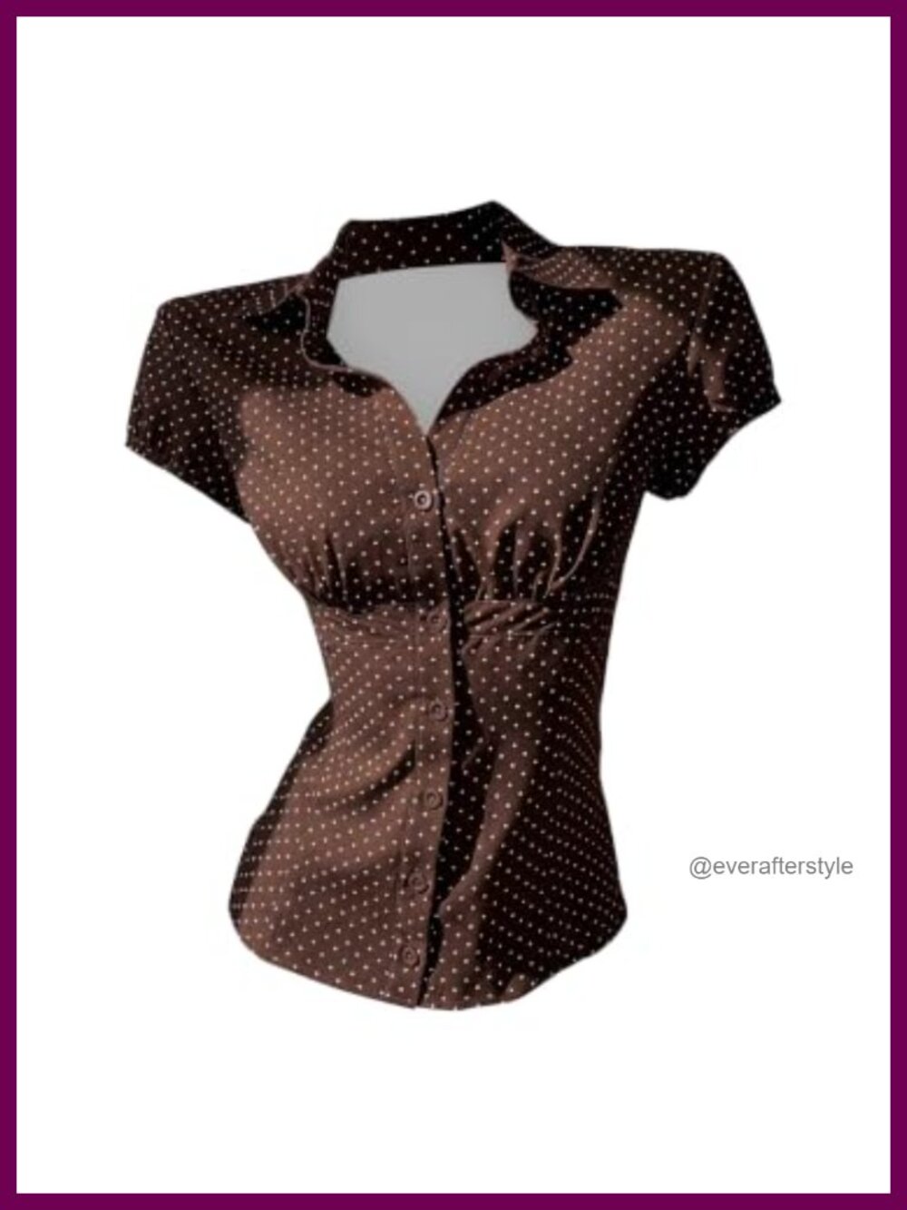 Women's Y2K Polka Dots Button Down Fitted Short Sleeve Blouse